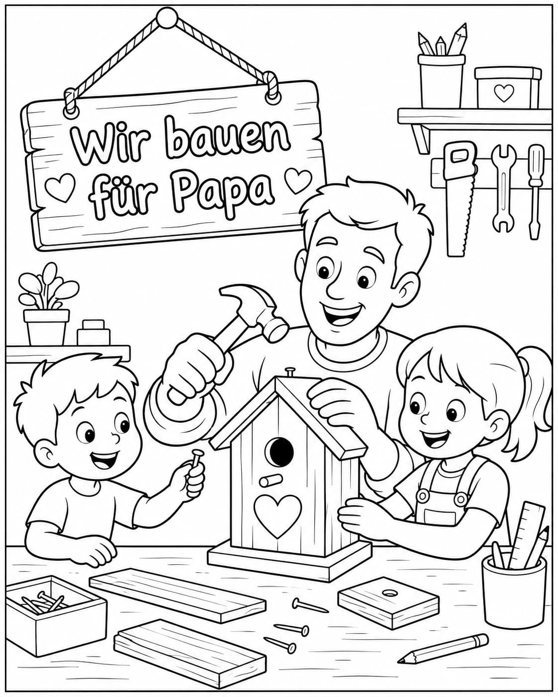 Vatertag Motiv 8 als kostenloses Ausmalbild für Kinder